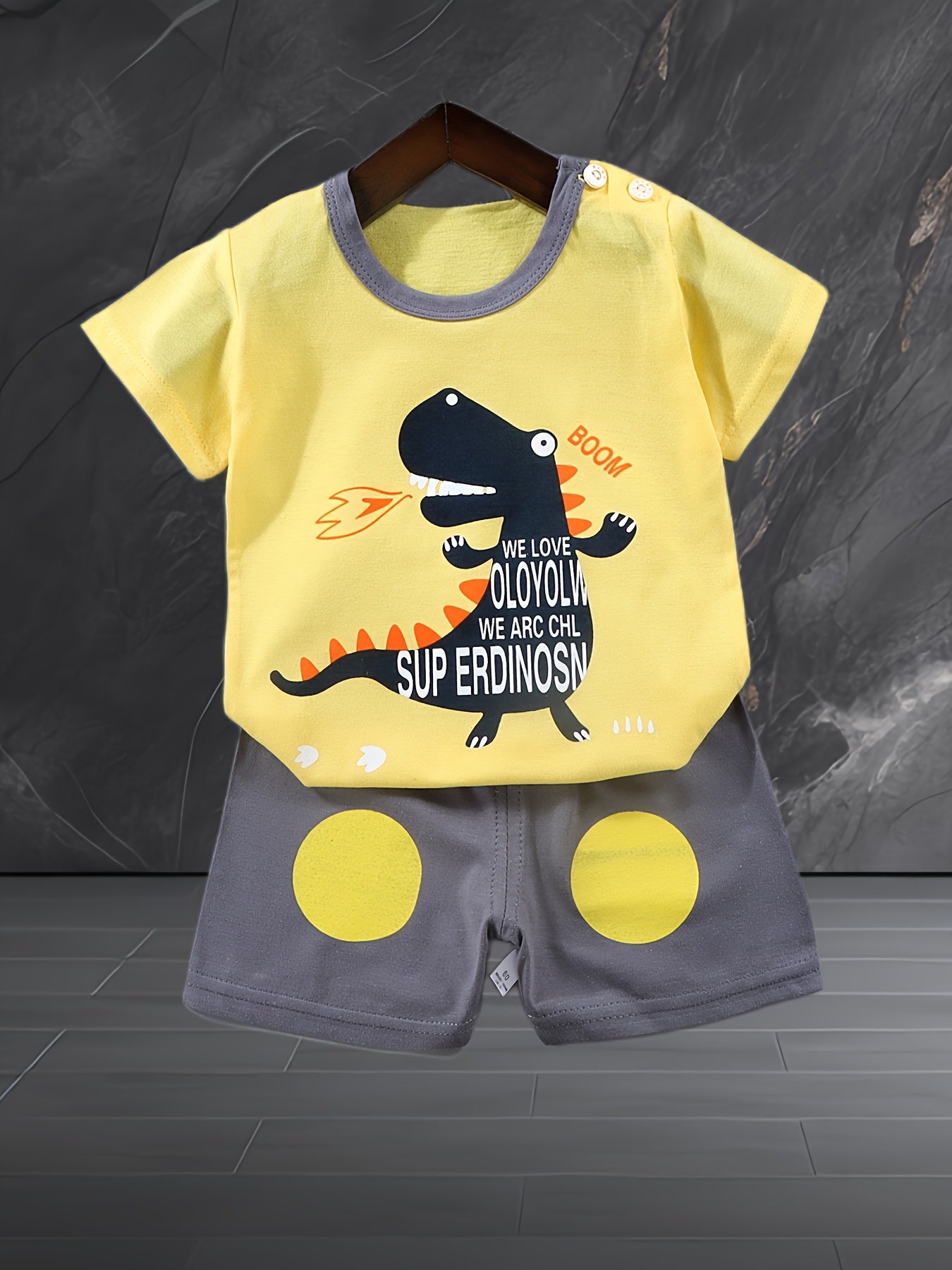 4sets Children's Dinosaur Series Casual Clothing Set For Boys Top Baby Comfortable Short Sleeved Shorts Set Good Vibrations