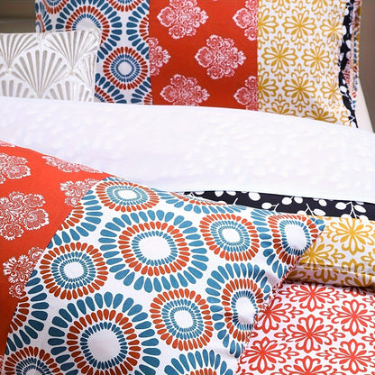 SLEEPBELLA Comforter Set, Soft Microfiber All Season Comforter, Colorful Boho Design with Red Bohemian Striped Pattern, Down Alternative Machine Washable Good Vibrations