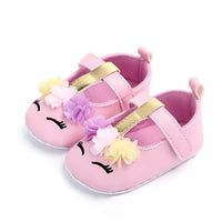 Adorable Baby Girls Cartoon Unicorn Crib Shoes - Flexible Fabric Sole, Hook-and-Loop Fastener, Mesh Flower Embellishment, Breathable for Spring and Autumn Walking Good Vibrations