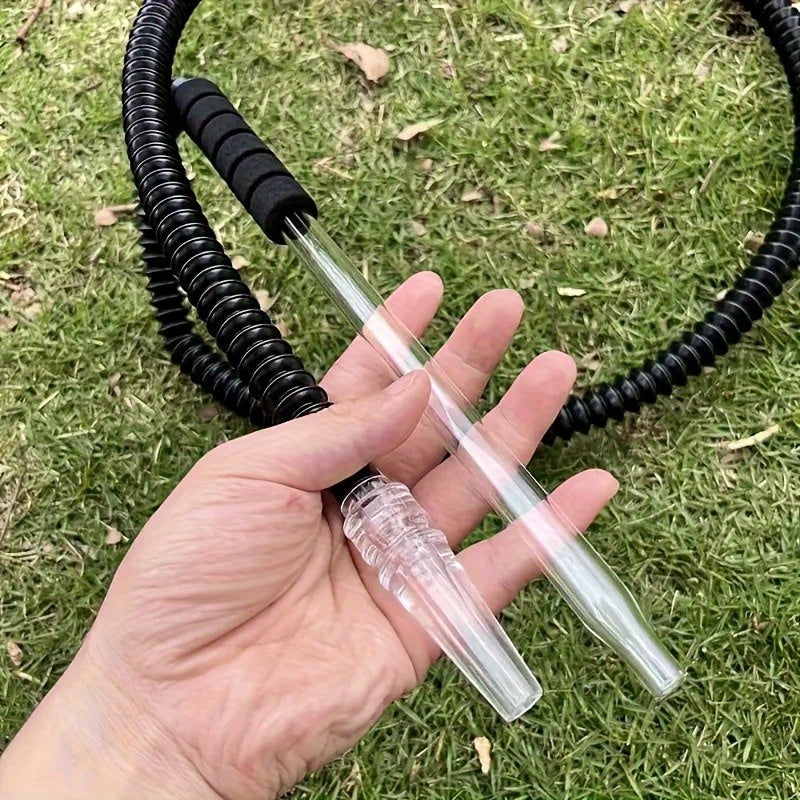 Adjustable Reusable Glass Hookah Tube with Acrylic/ plastic Head - Black Handle and Transparent Tube, Suitable for Hookah Smoking, Parties, Bars - No Power Required, Party Smoking Accessories Good Vibrations
