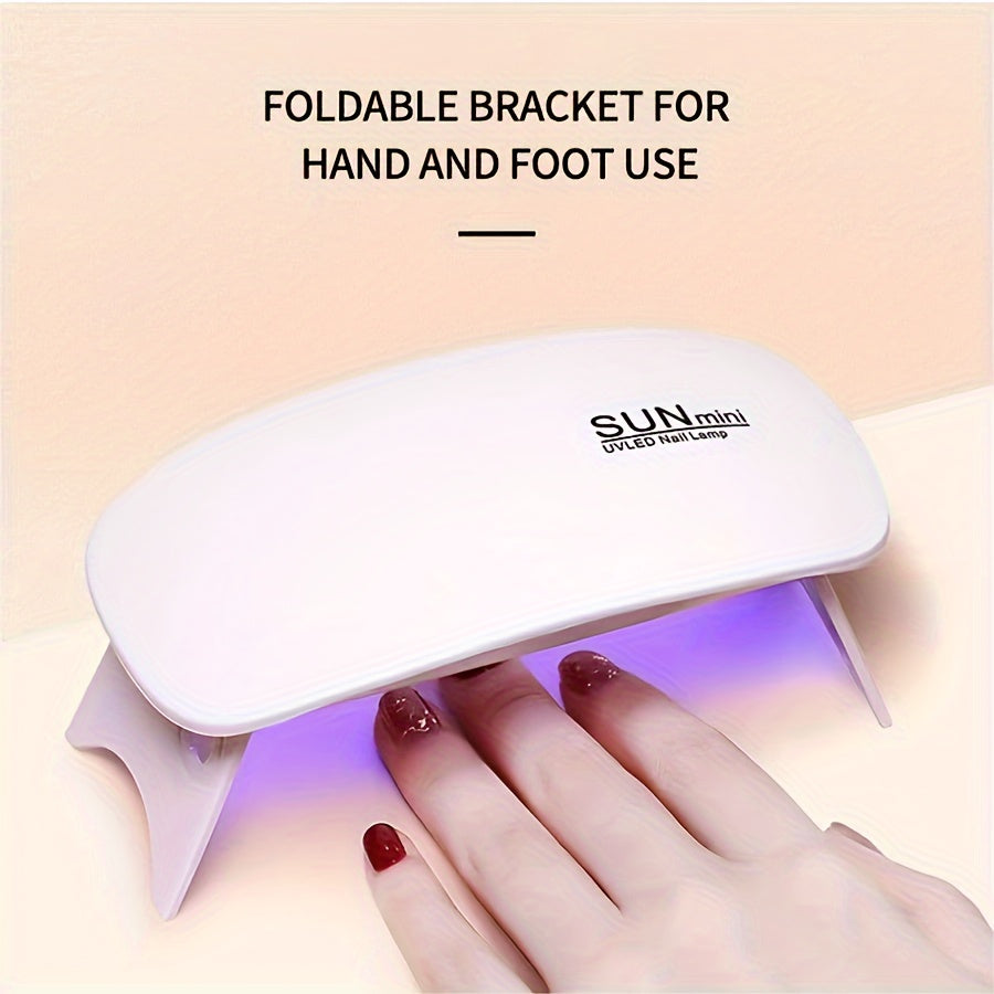 SUNmini UV LED Nail Lamp, Portable Mini Mouse-Shaped Gel Polish Curing Light with Foldable Bracket, USB Powered, Unscented - Hand & Foot Nail Dryer with No Battery Good Vibrations