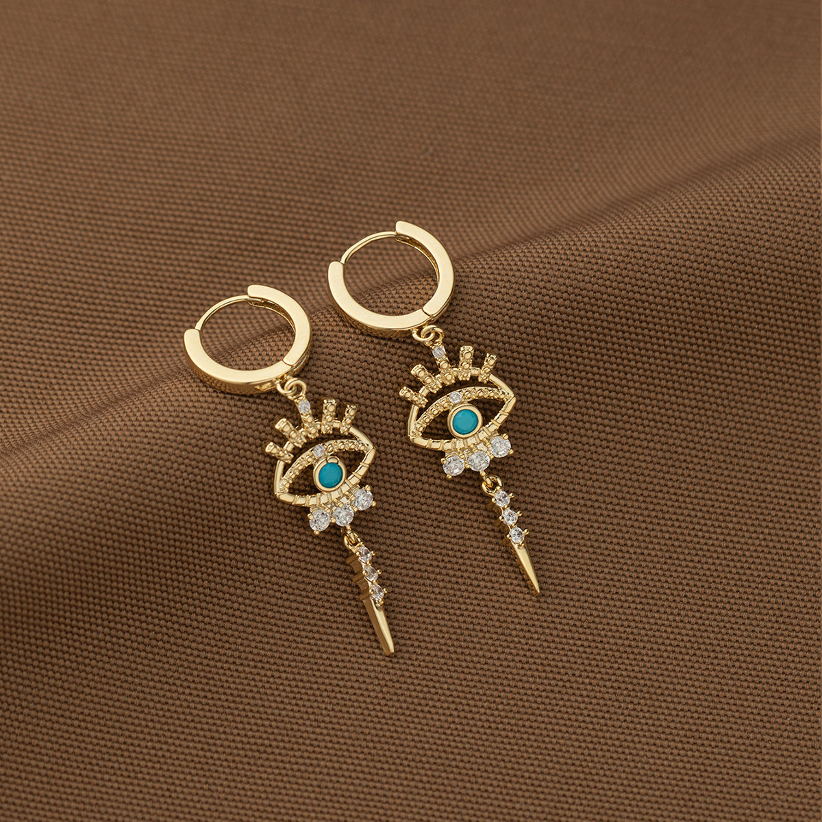 One Pair of Luxury Copper-Inlaid Synthetic Evil Eye Pendant Earrings Dating Gift Good Vibrations