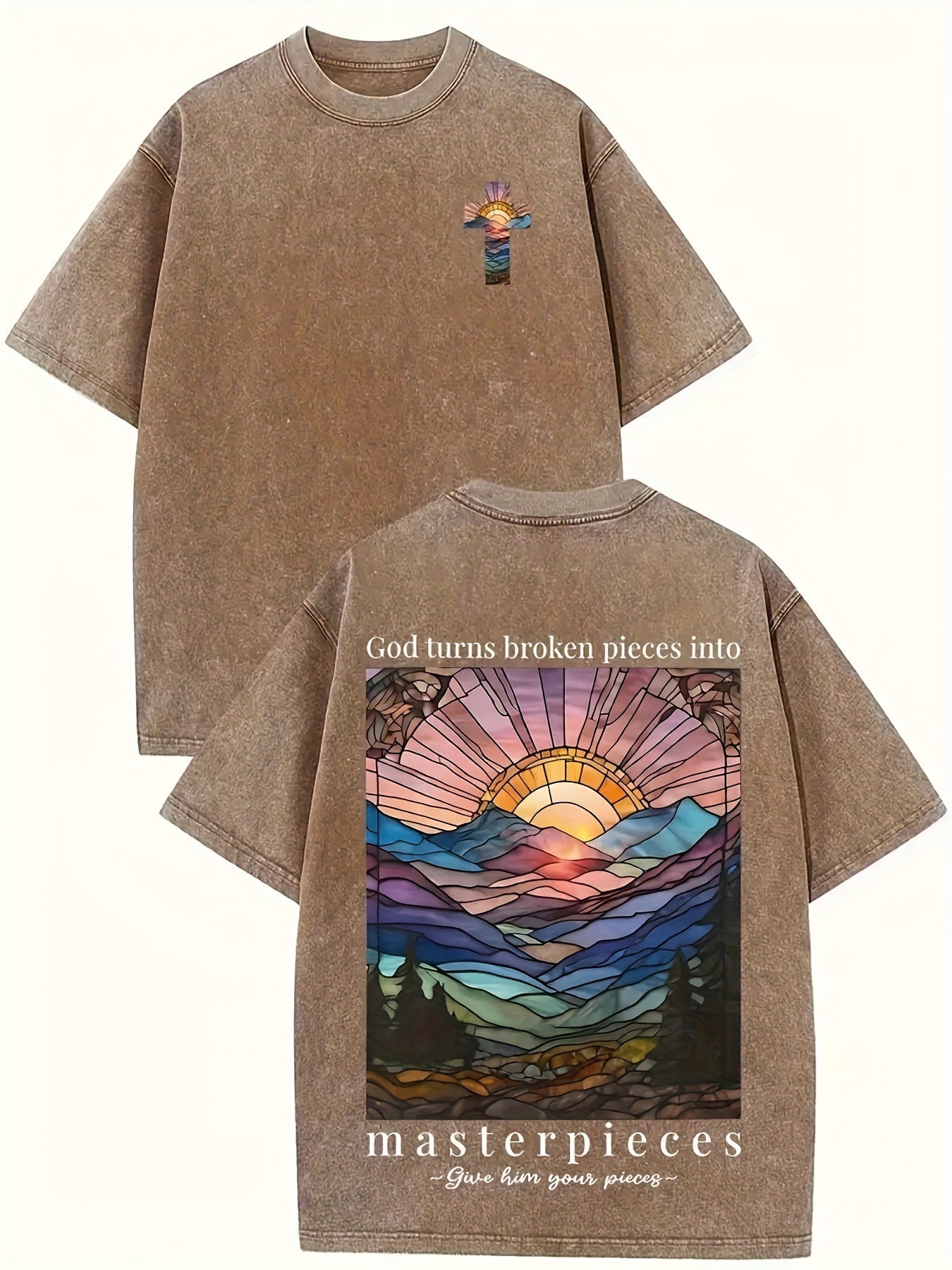 God Turned Shattered Fragments Into Masterpieces, Printed, Washed, And Made Old T-shirts, 100% Cotton Faith Collection Good Vibrations