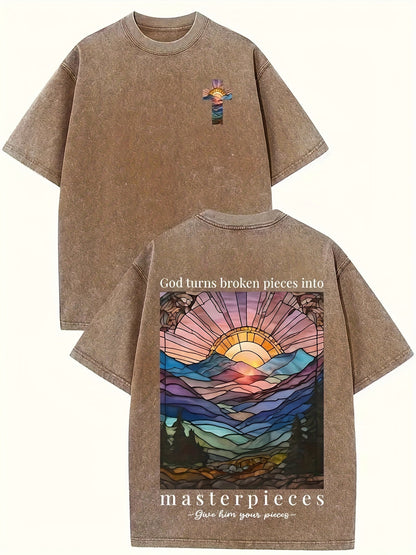 God Turned Shattered Fragments Into Masterpieces, Printed, Washed, And Made Old T-shirts, 100% Cotton Faith Collection Good Vibrations