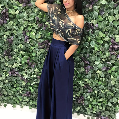 Loose Straight Flare Pants, Casual Pocket High Waist Solid Wide Leg Fashion Comfy Pants, Women's Clothing Good Vibrations