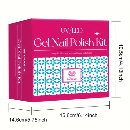 Arousar Cat Eye Gel Polish Set, 16pcs Chameleon Gel Nail Polish Black Purple Glitter Silver Changing Magic Galaxy Effect Kit With Base Top Coat, LED Nail Lamp, Cuticle Oil And Manicure Tools Good Vibrations