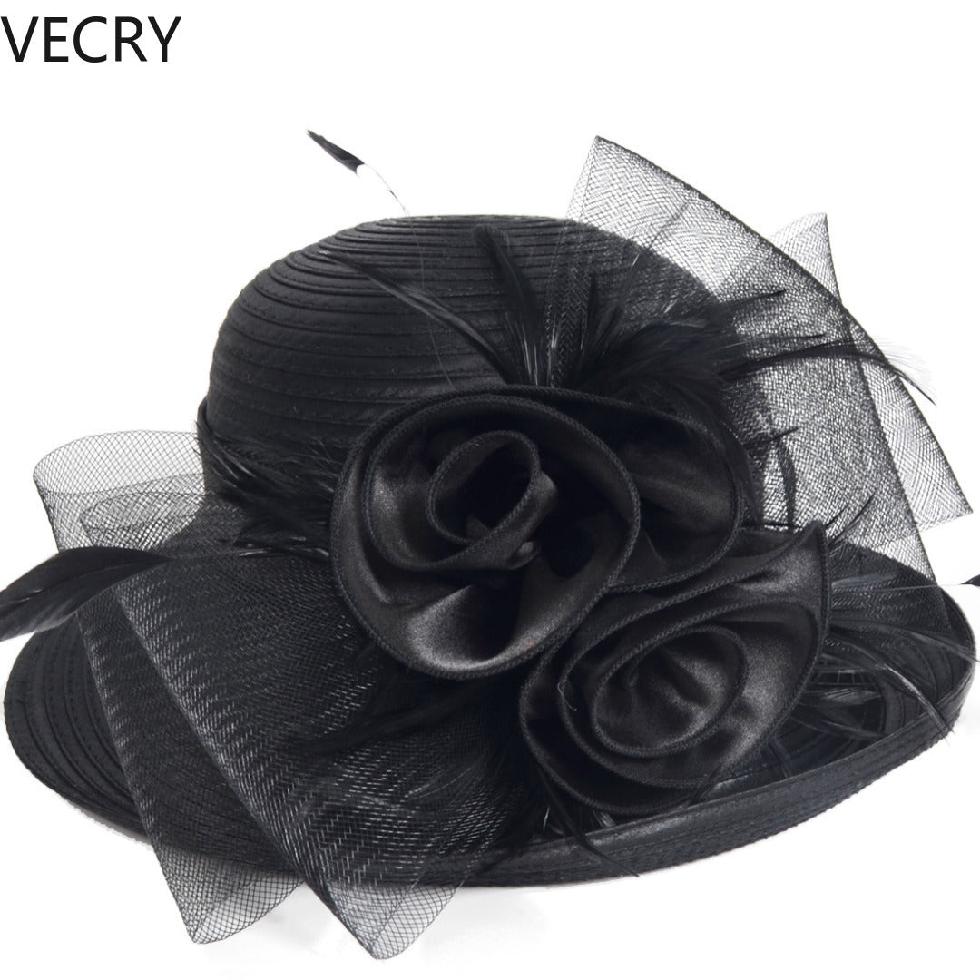 VECRY Women Derby Church Dress Cloche Hat Fascinator Floral Tea Party Wedding Bucket Hat Good Vibrations