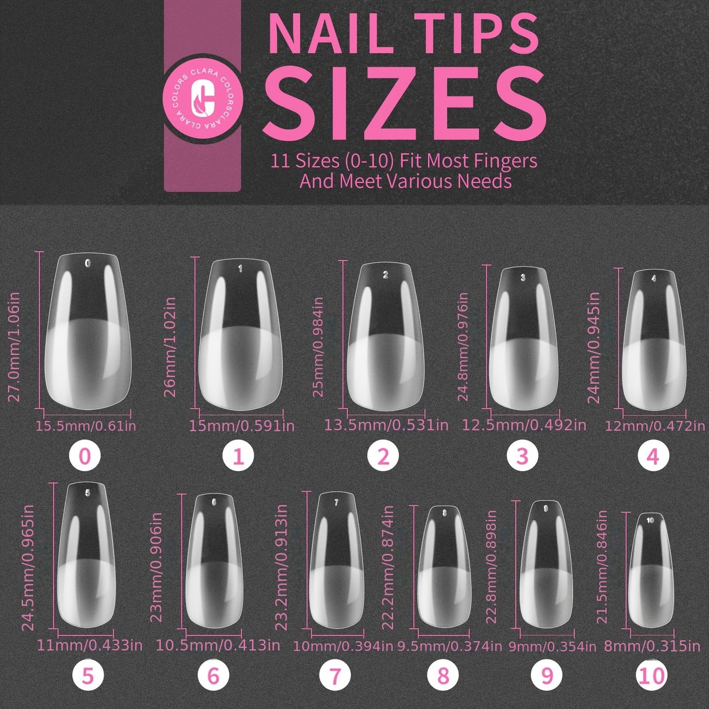 Clara Colors Nail Tips And Glue Gel Kit, 550pcs Soft Gel Full Cover Nails Tips And Nail Glue Kit Good Vibrations