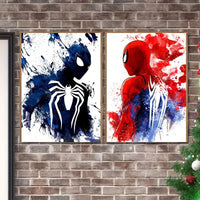 2pcs Spiderman Comic Art Canvas Prints - Vibrant Marvel Movie Wall Art - Ready to Hang, Perfect for Bedroom, Living Room & Corridor Decor - A Dynamic Winter Decoration and Unforgettable Gift Idea Good Vibrations