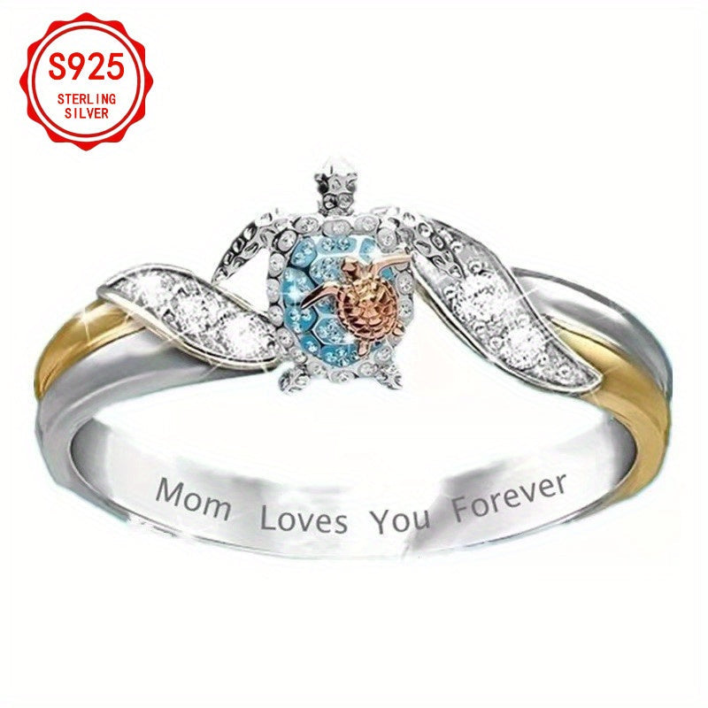 EJG Women'S Turtle Jewelry Set 925 Sterling Silver Moissanite Necklace Earrings Ring Beach Style Vacation Everyday Layered Dainty Gift for Her, Jewelry for Women Set High Quality, Set Jewelry for Women, Holiday Accessory, Gif Good Vibrations