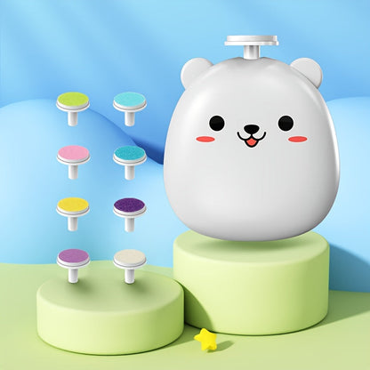 Baby Electric Nail Grinder with Bear Shape, Rechargeable, 8 Grinding Heads, 2 Speeds, Suitable for Family Use, Quiet and Portable Good Vibrations
