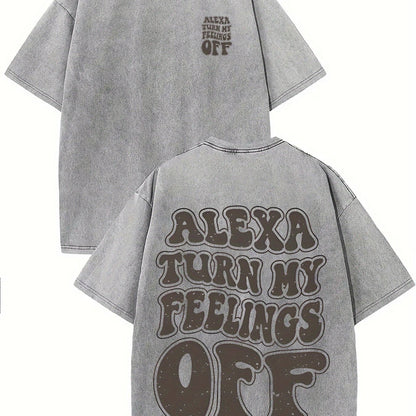100% Cotton Alexa Turn My Feelings Off Prints, Comfortable Fit, Short-Sleeved Round Neck Casual Men's T-Shirts for Daily and Outdoor Good Vibrations