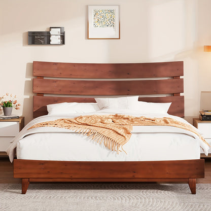 Solid Wood Platform Bed Frame with Wooden Headboard, No Box Spring Needed, Easy Assembly Good Vibrations