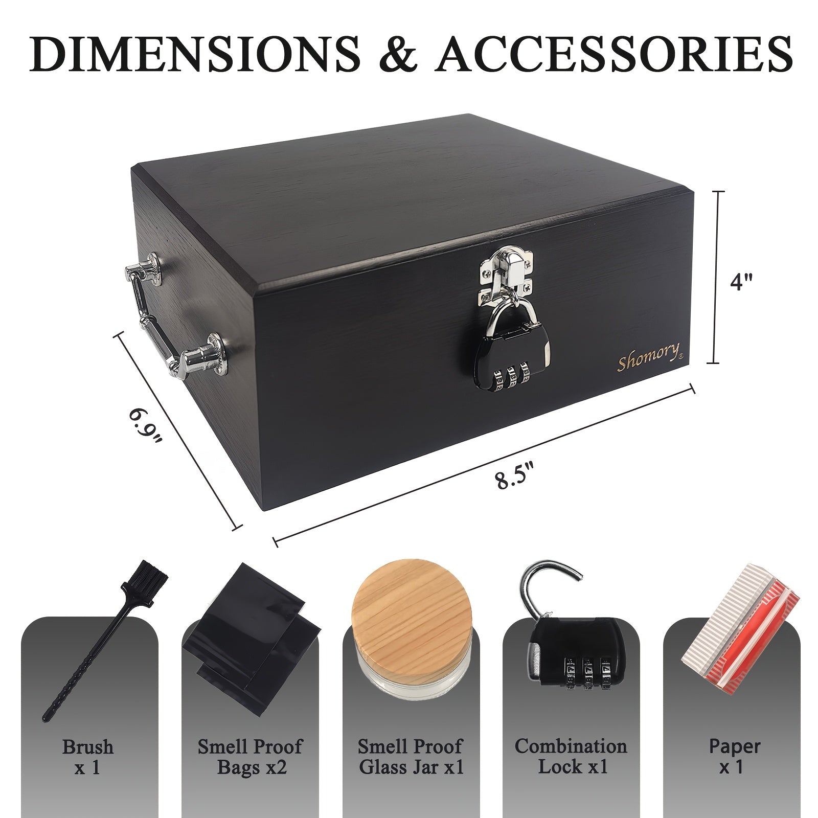 1set, Large Stash Box, Wooden Storage Box with Tray, Bamboo Storage Box with Lock And Accessories, Smoking Paper Anti-odor Canister Private Box with Brush, Household Gadget, Christmas Gifts, Christmas Supplies, Christmas Part Good Vibrations Adult Super Store