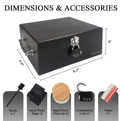 1set, Large Stash Box, Wooden Storage Box with Tray, Bamboo Storage Box with Lock And Accessories, Smoking Paper Anti-odor Canister Private Box with Brush, Household Gadget, Christmas Gifts, Christmas Supplies, Christmas Part Good Vibrations Adult Super Store