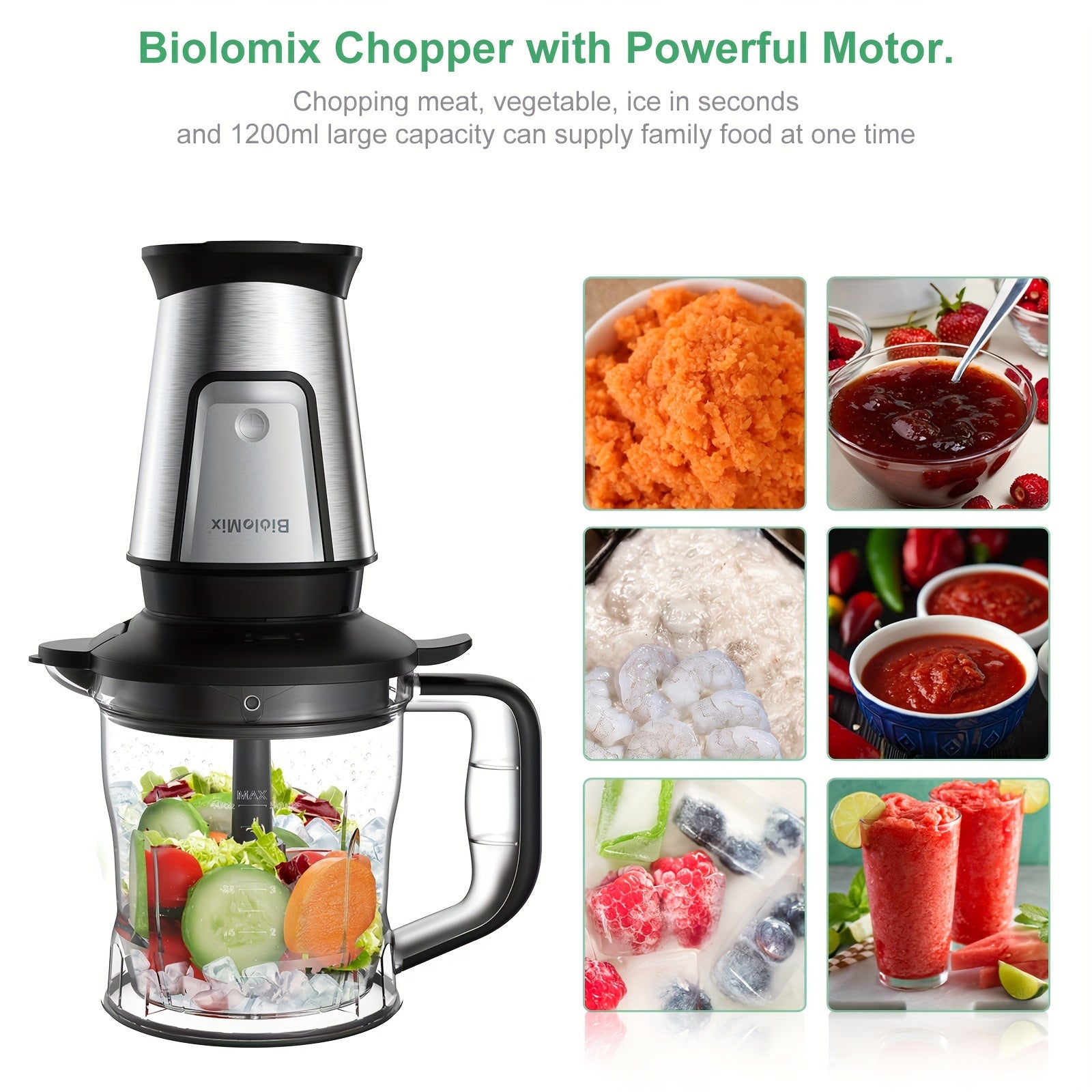 BioloMix 700W High-Speed Blender - 3-in-1 Smoothie Maker, Food Processor & Grinder Good Vibrations
