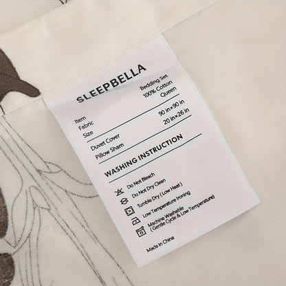 SLEEPBELLA Duvet Cover, 600 Thread Count Cotton Botanical Flowers Pattern Printed Reversible Comforter Cover Good Vibrations