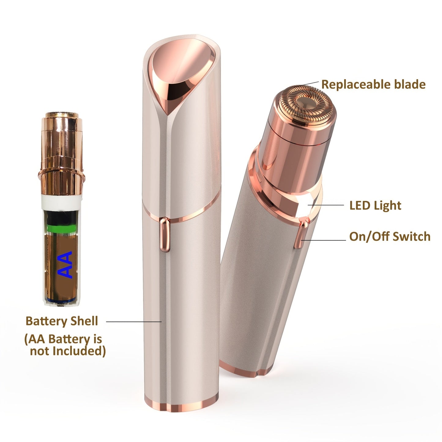 [Painless Facial Hair Remover] Conduroma Women's Painless Facial Hair Remover | Cordless, AA Battery-Powered (Not Included), Elegant Metallic Finish - for Face, Upper Lip, Chin, Bikini Line - Travel-Friendly, Sleek Design, Sm Good Vibrations