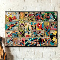 12x16 Inches Marvel Superhero Poster - Officially Licensed Disney Movie Theme with Iron Man, Captain America, Hulk, Spider-Man - Vibrant Comic Book Style Wall Art Decorative Painting - Unframed Good Vibrations