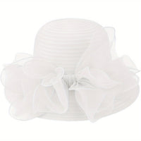 Women Lightweight Breathable Derby Church Dress Cloche Bowler Hats Cocktail Tea Party Wedding Bridal Hat with Bow Knot Good Vibrations