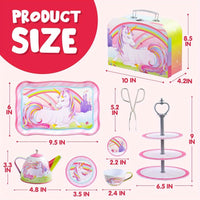 35pcs Unicorn Tea Party Set for Little Girls, Pretend Tin Teapot Set, Princess Tea Time Play Kitchen Toy with Dessert, Doughnut, Carrying Case for Birthday Easter Gifts Youngsters Youngsters Age 3 4 5 6, SYNCFUN Good Vibrations