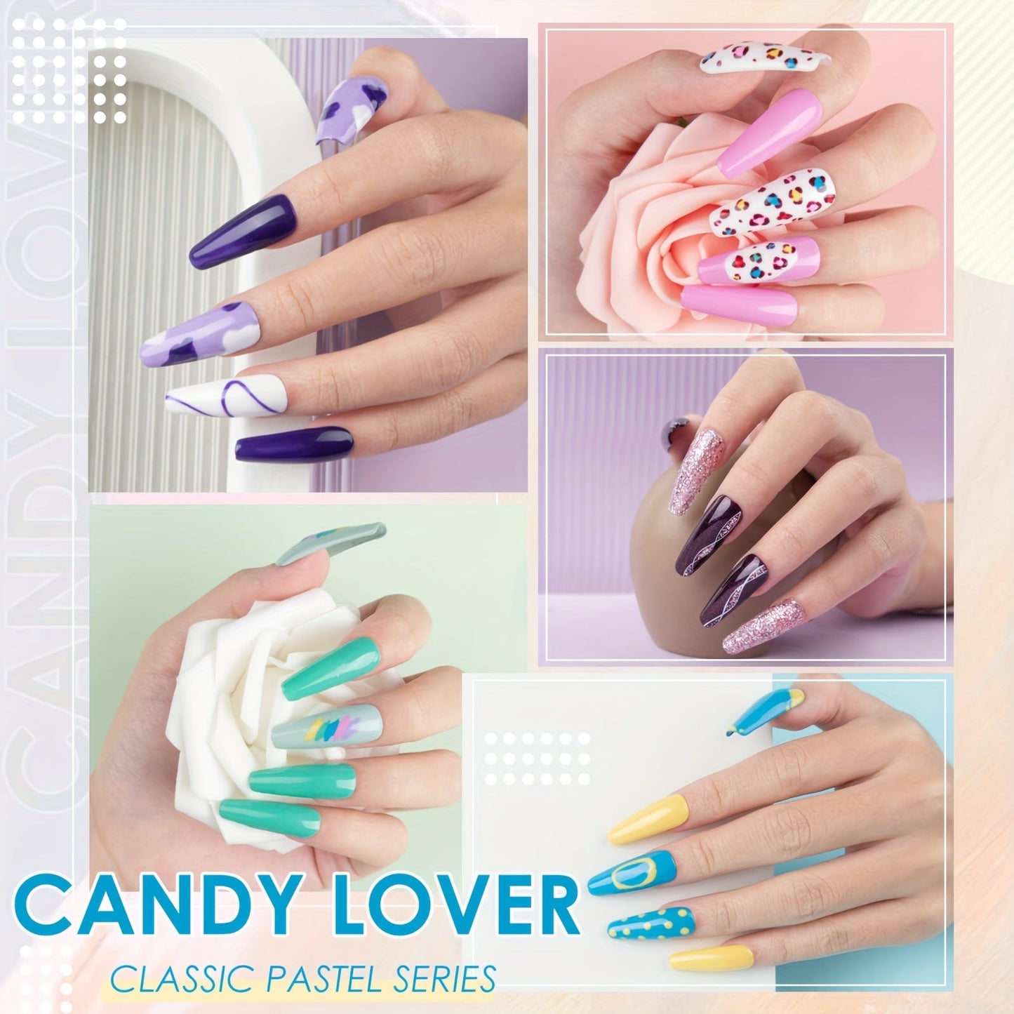 Candy Lover Gel Nail Polish, 25 Pcs Neon Bright Gel Nail Polish Set With Base Top Coat Matte Coat, Soak Off Gel Polish, UV Nail Polish Set, Pink Purple Glitter Red White Gel Colors Good Vibrations