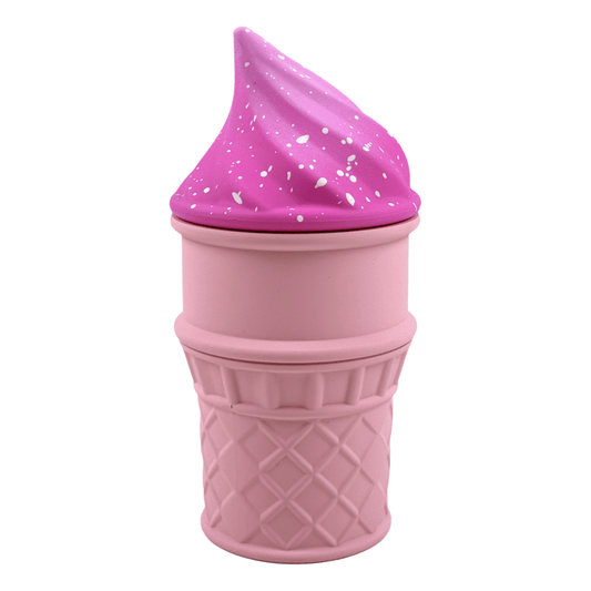Fun & Whimsical Ice Cream Cone Herb Grinder 4 Layer 60mm Zinc Alloy Grinder with Silicone Cone Design in Pink, Brown & Orange Creative Gift Idea with Sharp Teeth, Mesh Filter, and Pollen Collector Novelty gift for birthday Ch Good Vibrations Adult Super Store