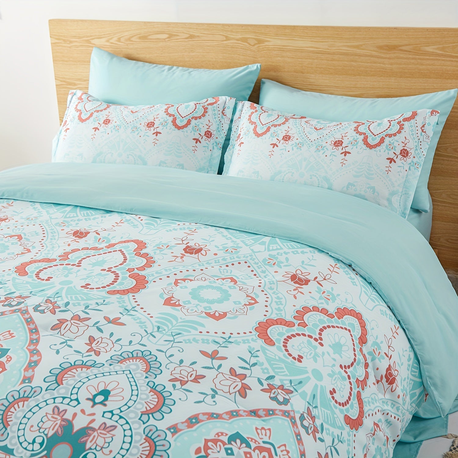 5/7pcs Bed In A Bag Bohemian Pattern Comforter And Sheet Set, Twin/Full/Queen/King Size Comforter Set, Soft Microfiber Lightweight Bedding Set For All Seasons Good Vibrations