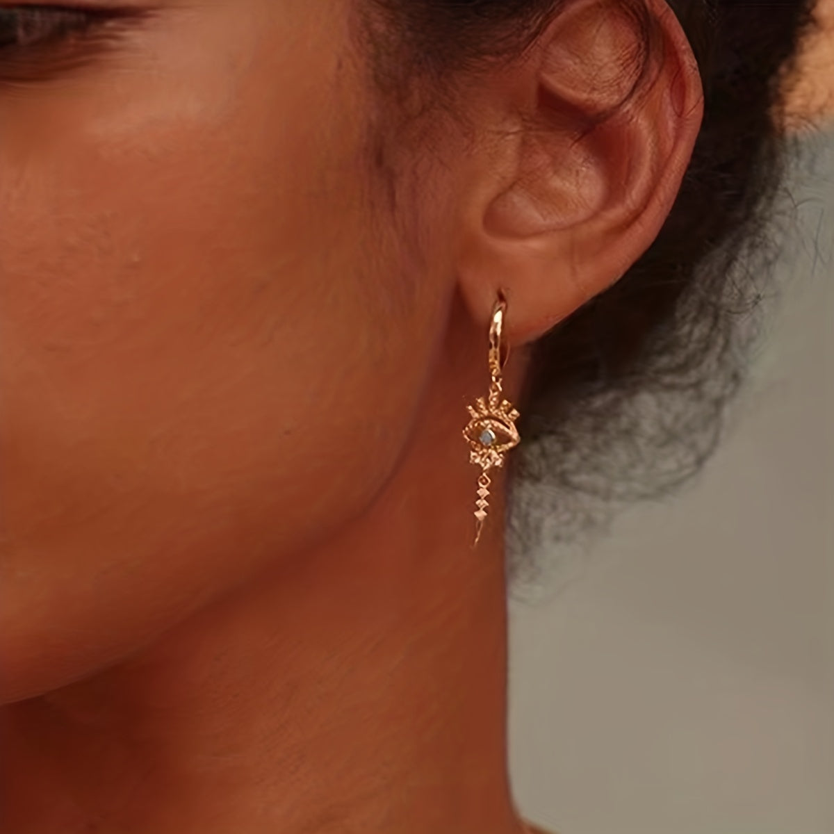 One Pair of Luxury Copper-Inlaid Synthetic Evil Eye Pendant Earrings Dating Gift Good Vibrations