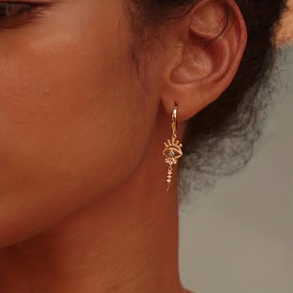 One Pair of Luxury Copper-Inlaid Synthetic Evil Eye Pendant Earrings Dating Gift Good Vibrations