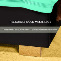 Papajet Golden Trimmed Upholstered Bed Frame with 61-Inch Headboard - Modern Platform Style Good Vibrations