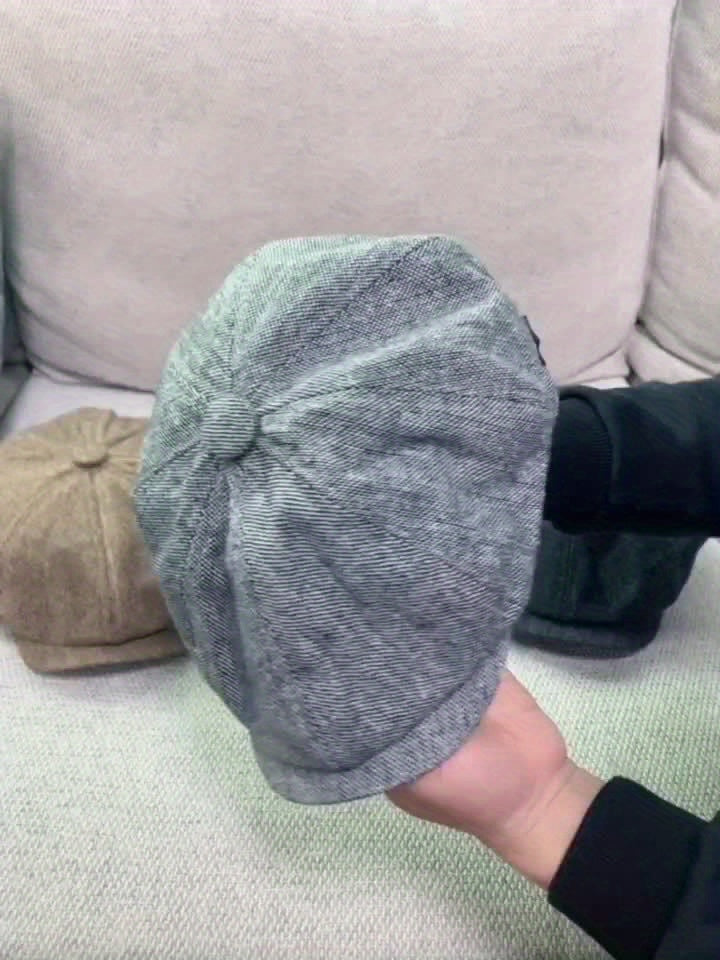 Men&Apos;S Retro Herringbone Flat Cap - Black Casual Beret with Vintage Style, Knitted Polyester, Perfect for Valentine&Apos;S Day, Everyday Headwear | Vintage Flat Cap | Knitted Texture Good Vibrations