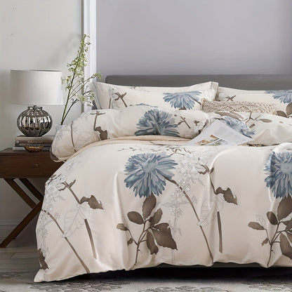 SLEEPBELLA Duvet Cover, 600 Thread Count Cotton Botanical Flowers Pattern Printed Reversible Comforter Cover Good Vibrations