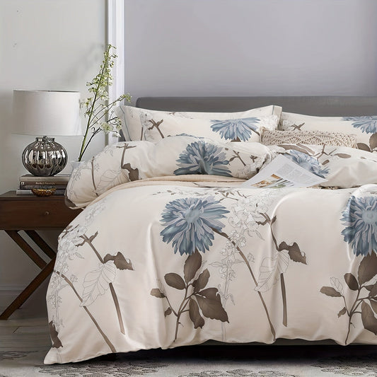 SLEEPBELLA Duvet Cover, 600 Thread Count Cotton Botanical Flowers Pattern Printed Reversible Comforter Cover Good Vibrations