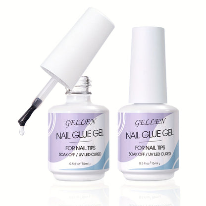 Gellen Gel Nail Glue 3 in 1 Gel Tips Nail Glue for Acrylic Nail Extension Super Strong Adhesive Bond Long Lasting Brush on Nail Glue Gel for Nail Tips Base Coat Slip Solution Curing Needed Good Vibrations