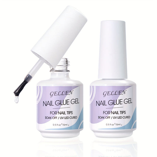 Gellen Gel Nail Glue 3 in 1 Gel Tips Nail Glue for Acrylic Nail Extension Super Strong Adhesive Bond Long Lasting Brush on Nail Glue Gel for Nail Tips Base Coat Slip Solution Curing Needed Good Vibrations