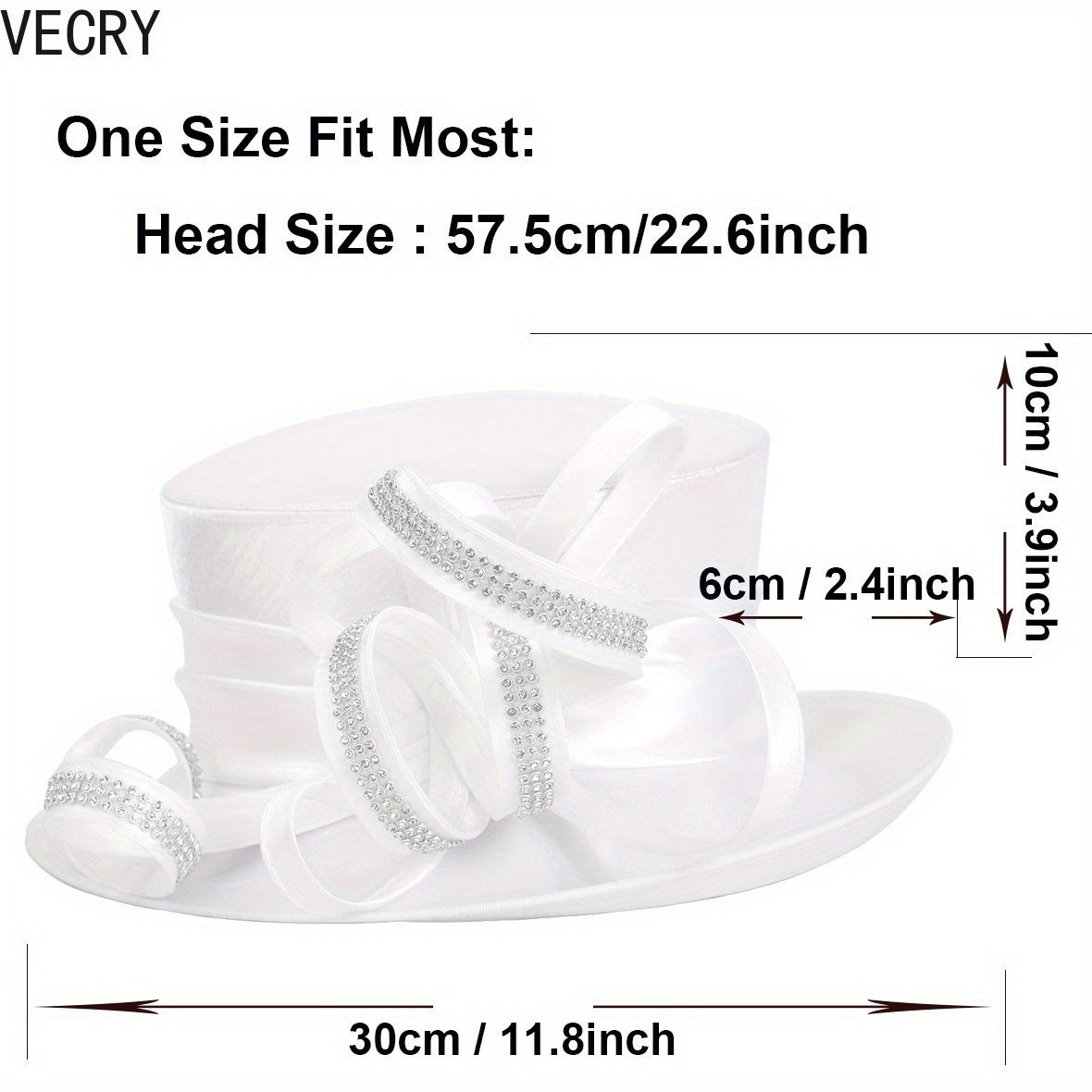 [Crystal Derby Hat] VECRY Wide Brim Crystal Derby Dress Hat - Ladies Church Tea Party Wedding Hats Good Vibrations