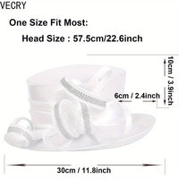[Crystal Derby Hat] VECRY Wide Brim Crystal Derby Dress Hat - Ladies Church Tea Party Wedding Hats Good Vibrations