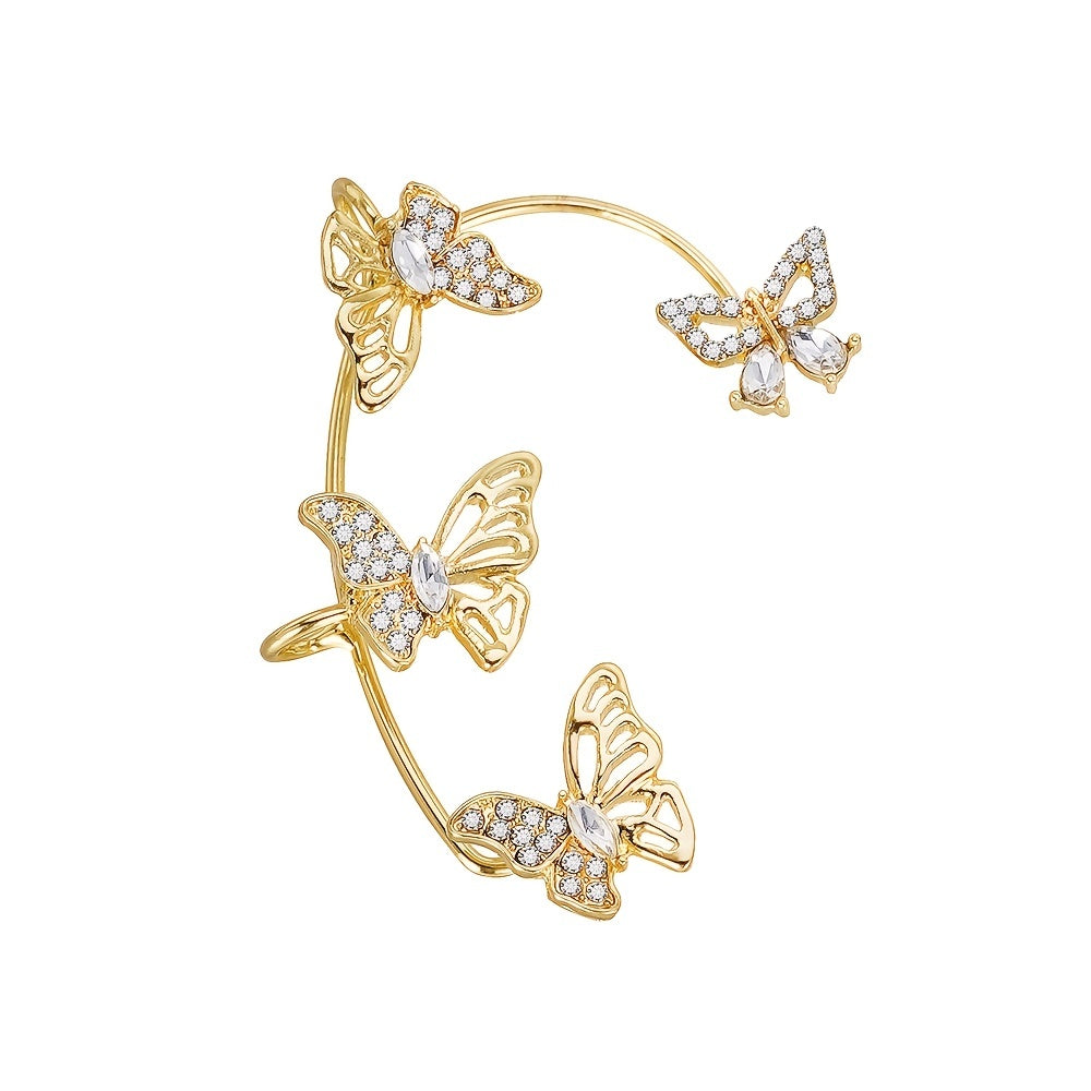 Women'S Elegant Butterfly Ear Cuffs - No-Piercing Ear Hooks, Synthetic Gemstone Accents, Everyday & Formal Jewelry for Parties, Weddings, Everyday Outfits - Non-Piercing Ear Clips for Sensitive Light Beige, Party Accessories, Good Vibrations