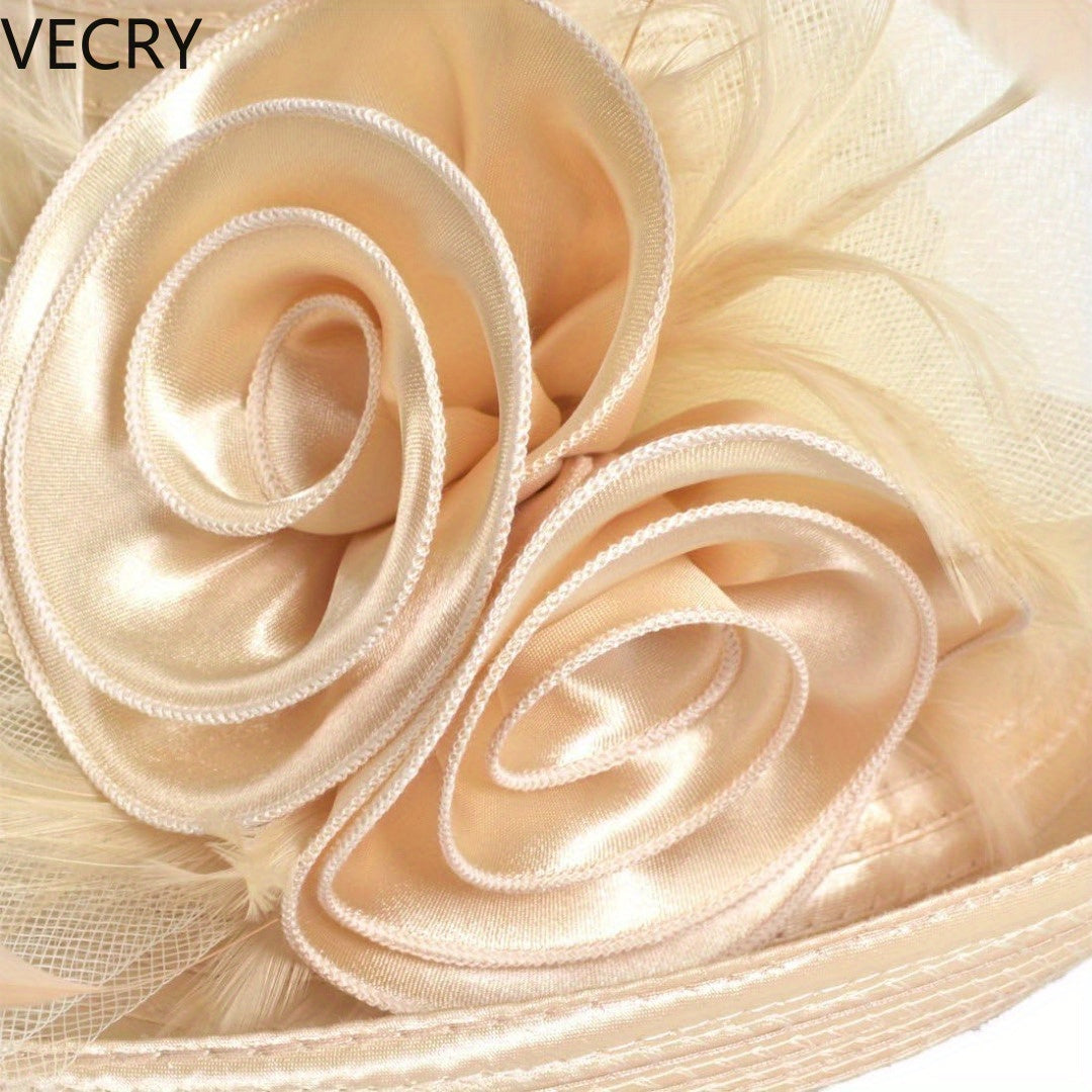 VECRY Women Derby Church Dress Cloche Hat Fascinator Floral Tea Party Wedding Bucket Hat Good Vibrations