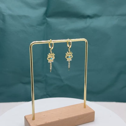 One Pair of Luxury Copper-Inlaid Synthetic Evil Eye Pendant Earrings Dating Gift Good Vibrations