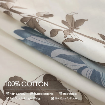 SLEEPBELLA Duvet Cover, 600 Thread Count Cotton Botanical Flowers Pattern Printed Reversible Comforter Cover Good Vibrations