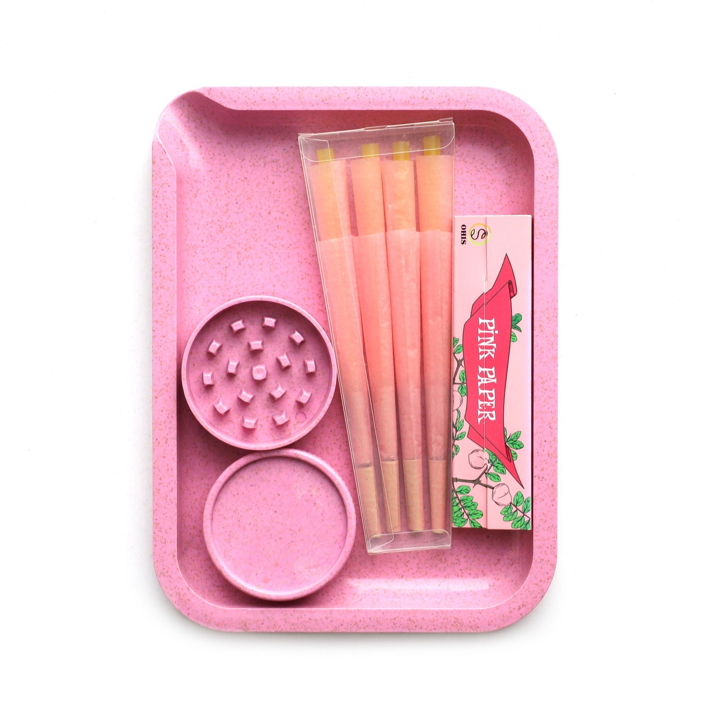 Pink Paper Tobacco Kit: Includes 2-Layer Pink Grinder, Pink Tobacco Papers, and 8 Pink Tobacco Papers - Perfect Gift for Smokers Good Vibrations