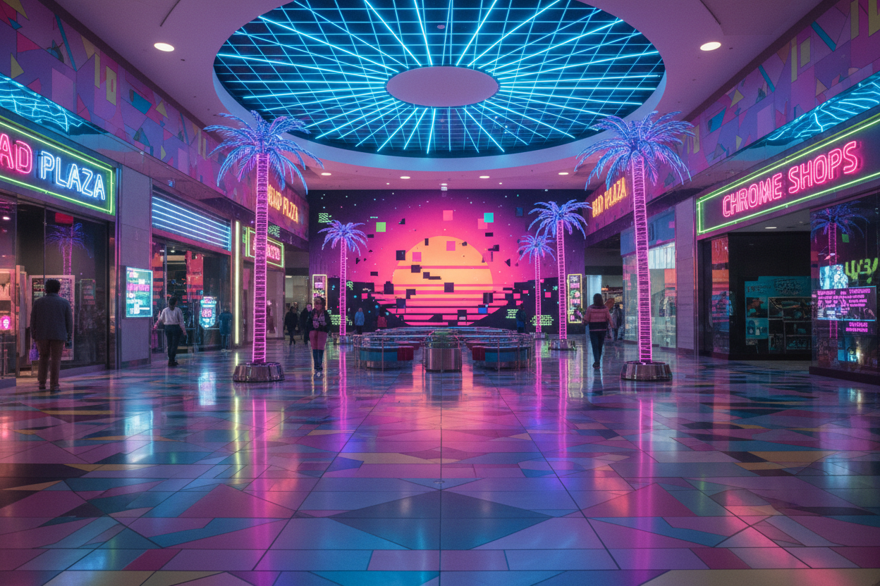 90s neon mall vibe