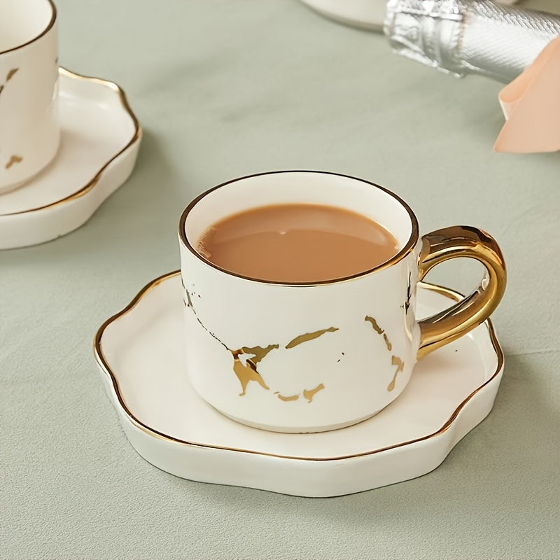 Elegant Ceramic Tea Set with Marble Design - ZBB1 Good Vibrations