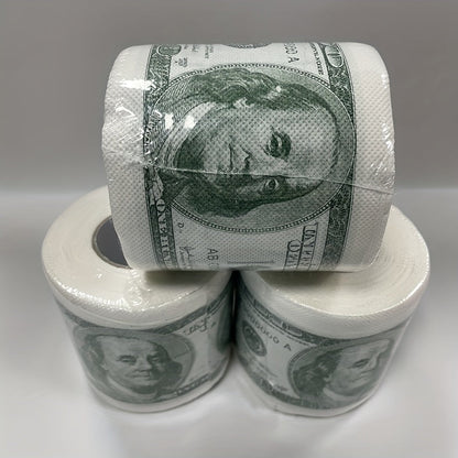 1 Roll of Whimsical $100 Bill Printed Toilet Paper - Multifold, Wood Pulp Material, Continuous Roll, Gift for Party Decor, Home Decor, and Holiday Gift Ideas Good Vibrations