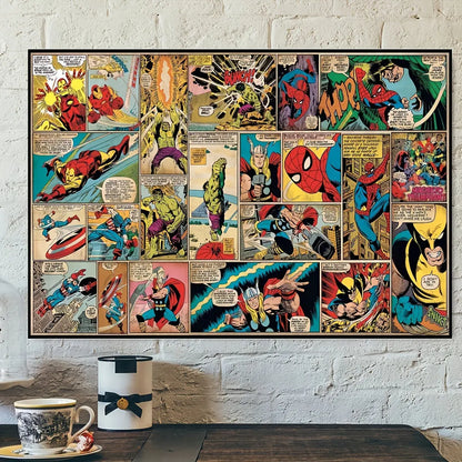 12x16 Inches Marvel Superhero Poster - Officially Licensed Disney Movie Theme with Iron Man, Captain America, Hulk, Spider-Man - Vibrant Comic Book Style Wall Art Decorative Painting - Unframed Good Vibrations