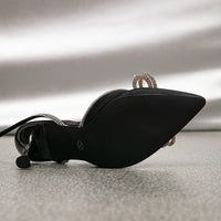 [Rhinestone Heels] Rhinestone High Heels | Women's Solid Color Slingback Pointed Toe Pumps, Ankle Straps, Wedding Dress Heels for Music Festival - Good Vibrations