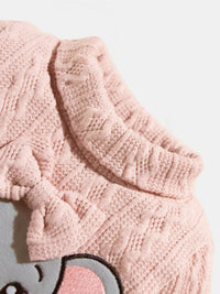 2pcs Baby's Bow Elephant Patchwork Warm Sweater + Casual Knitted Pants, Toddler & Infant Girl's Clothing Set Good Vibrations