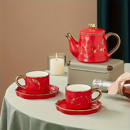 Elegant Ceramic Tea Set with Marble Design - ZBB1 Good Vibrations